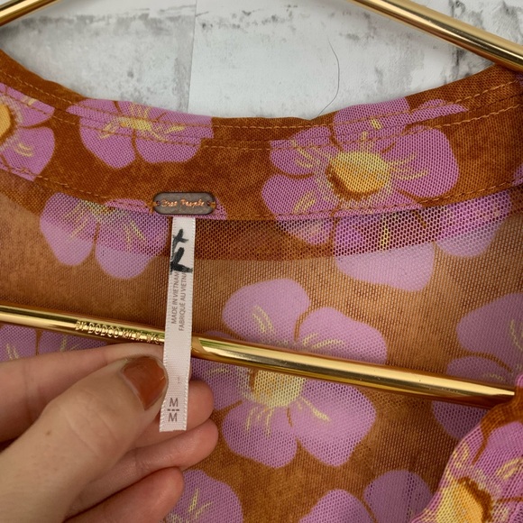 Free People // floral button down sheer long sleeve top - Picture 7 of 9